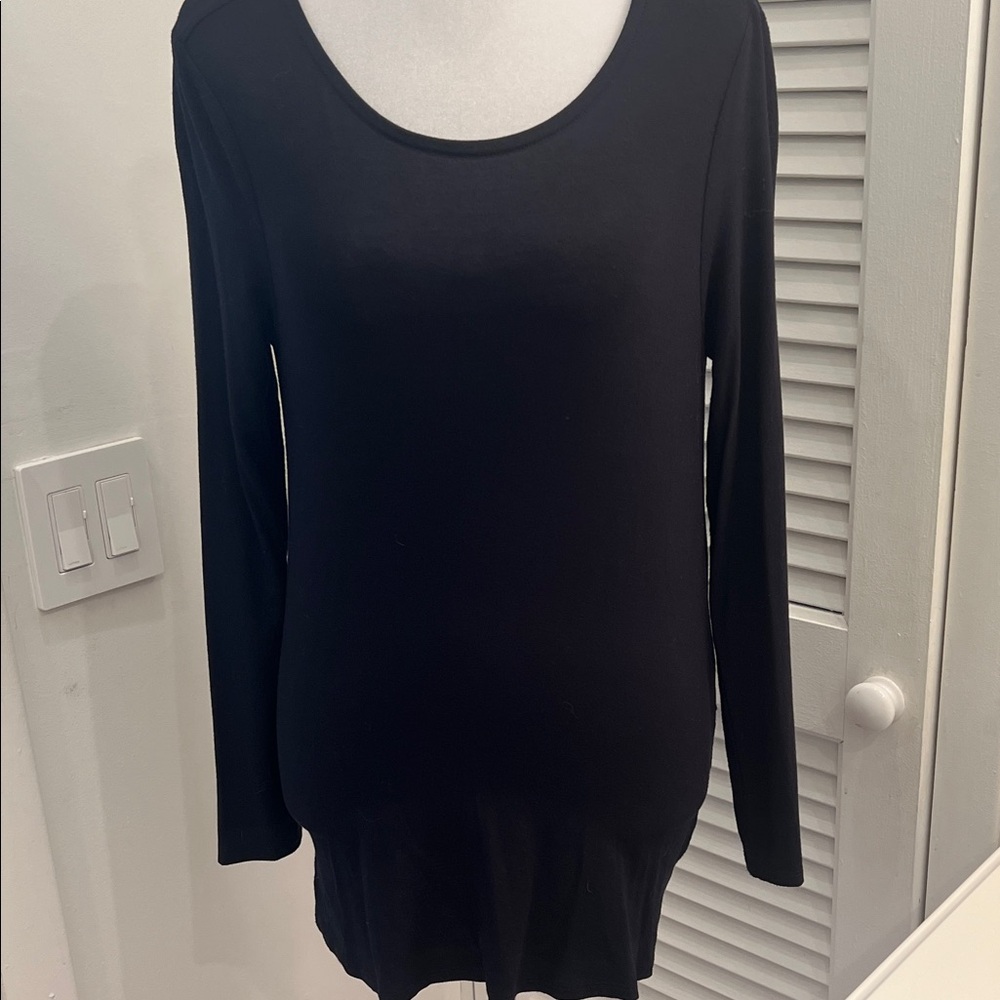 Black Strappy Lattice Back Long Sleeve Top – Open Back Blouse